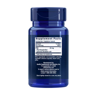 Life Extension Pqq Pyrroloquinoline Quinone 20 Mg, 30 Vegetarian Capsules