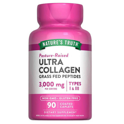 Nature’s Truth Grass-Fed Ultra Collagen – 90 Tablets | 3000 Mg Types I & Iii Peptides