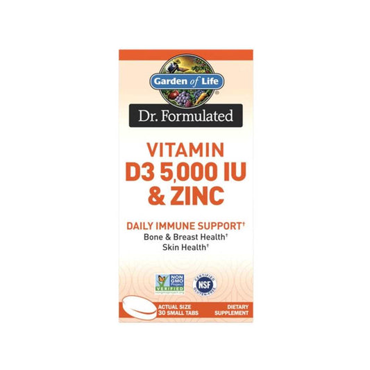 Garden of Life Dr. Formulated Vitamin D3 5,000 Iu + Zinc - 30ct Tablets