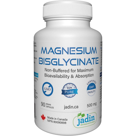 Non Buffered Magnesium Bisglycinate 500MG By Jadin Nutraceuticals