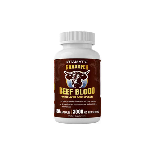 Vitamatic Grass Fed Beef Blood with Liver and Spleen - 180 Capsules