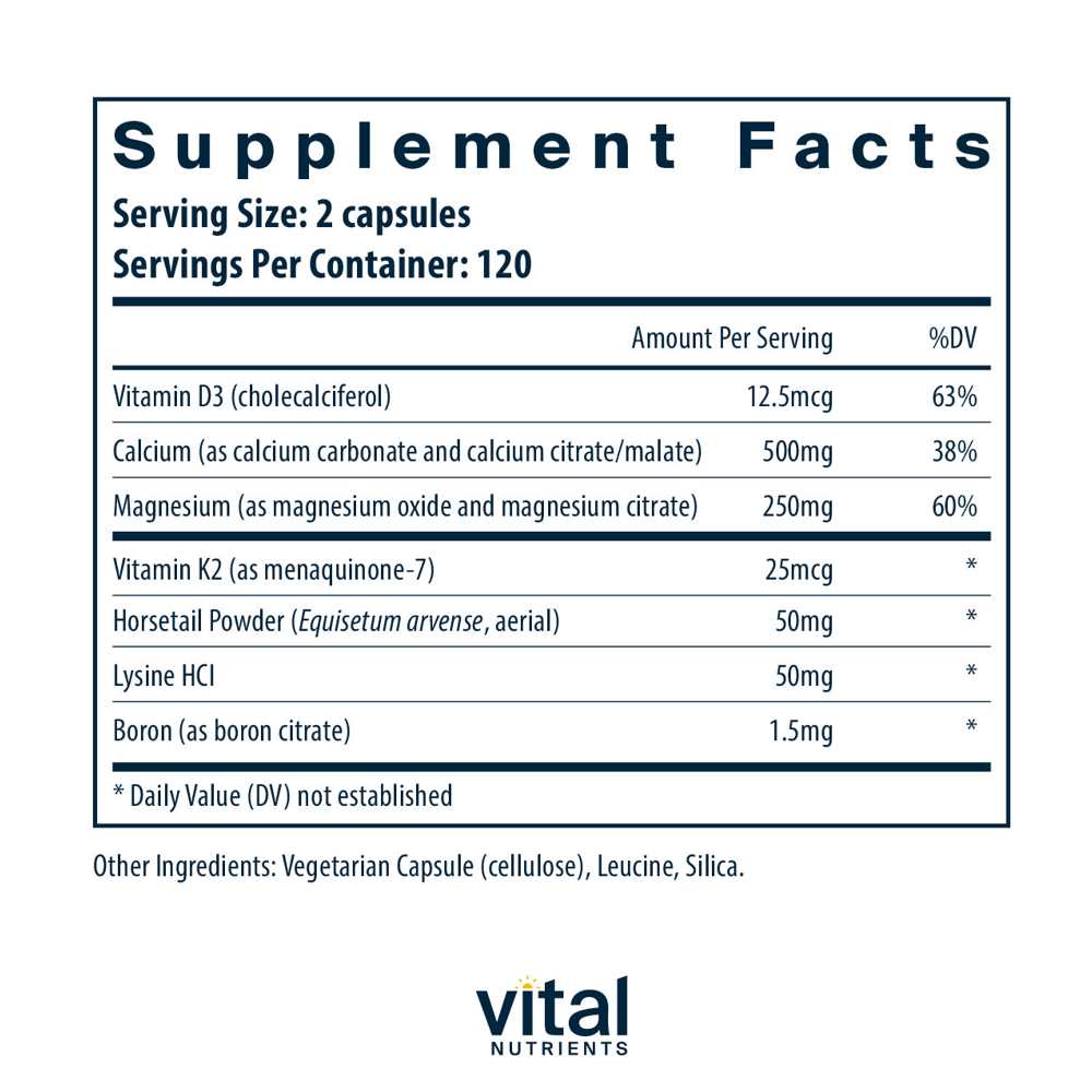 Vital Nutrients Osteo-Nutrients Ii (with Vitamin K2-7) 240 Caps