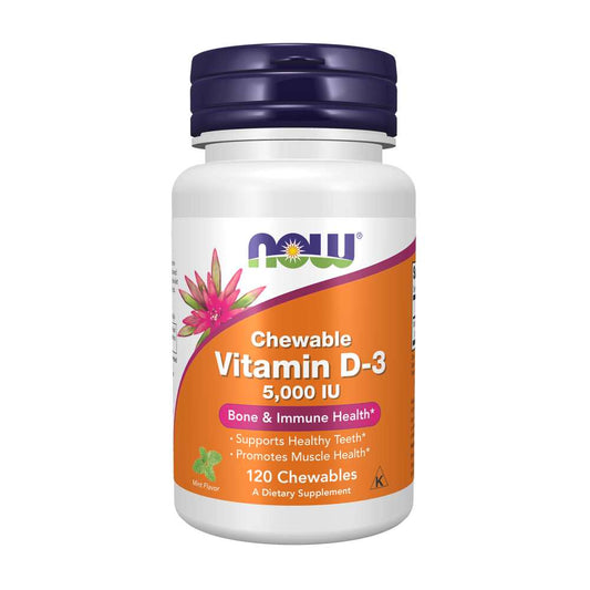 Now Foods Vitamin D3 5,000 Iu – High Potency Chewables for Bone & Immune Support – 120 Tablets