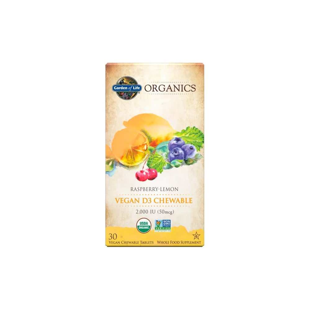 Garden of Life Organics Vegan D3 2,000 Iu Raspberry Lemon 30 Chewables