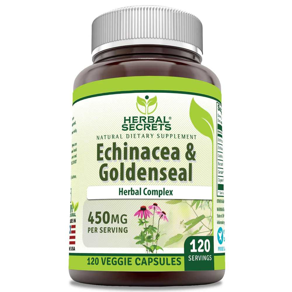 Herbal Secrets Echinacea & Goldenseal Root 450 Mg 120 Veggie Capsules