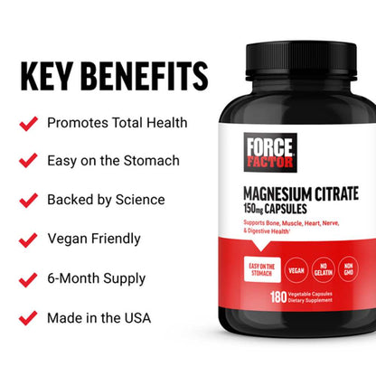 Force Factor Magnesium Citrate – 180 Capsules