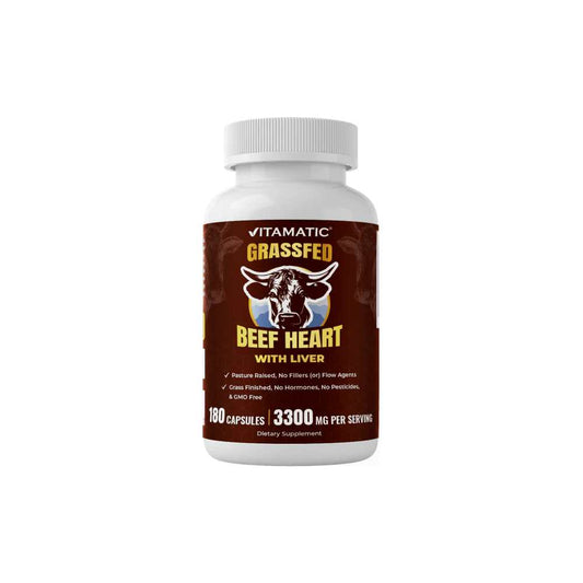 Vitamatic Grass Fed Beef Heart with Liver - 180 Capsules