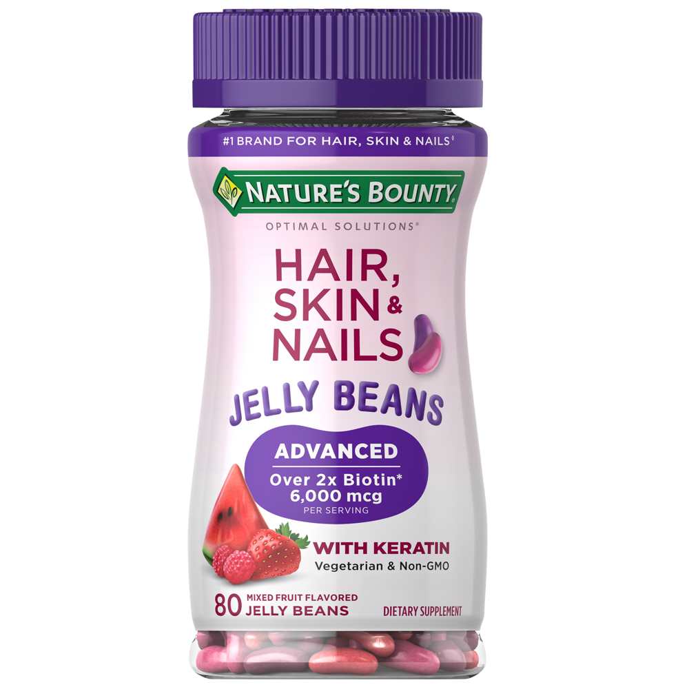 Nature's Bounty Advanced Hair, Skin & Nails 6,000 Mcg of Biotin, 80 Jelly Beans