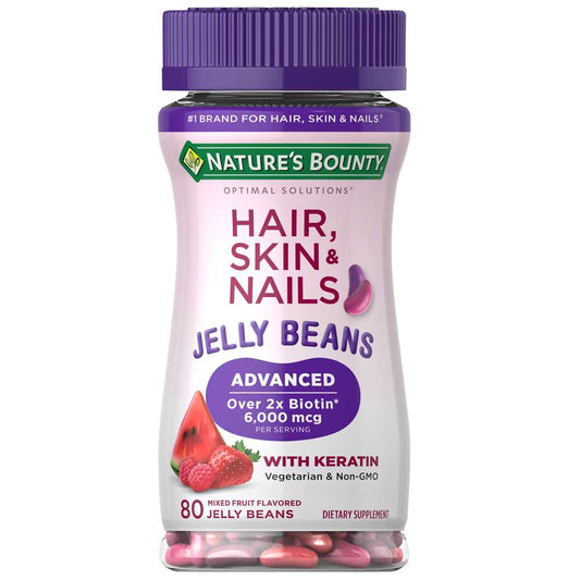 Nature's Bounty Advanced Hair, Skin & Nails 6,000 Mcg of Biotin, 80 Jelly Beans