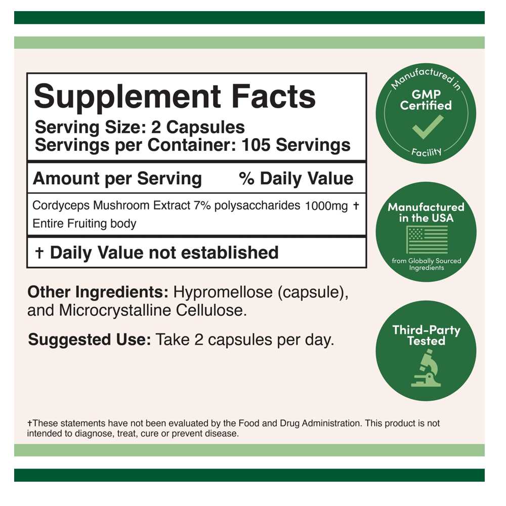 Double Wood Cordyceps Mushroom Extract – 1000 Mg – 210 Capsules