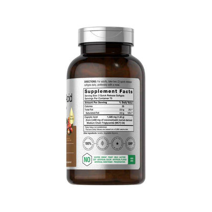 Horbäach Caprylic Acid 1320mg per Serving | 150 Softgels