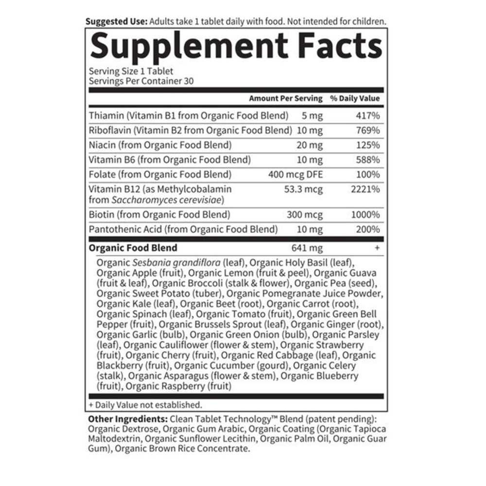 Garden of Life Organics B-Complex Once Daily 30 Tablets