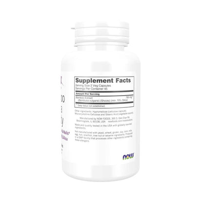 Now Foods Bamboo Silica Beauty – 70% Standardized Silica Formula – Hair, Skin & Nails Support – 90 Veg Capsules