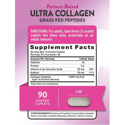 Nature’s Truth Grass-Fed Ultra Collagen – 90 Tablets | 3000 Mg Types I & Iii Peptides