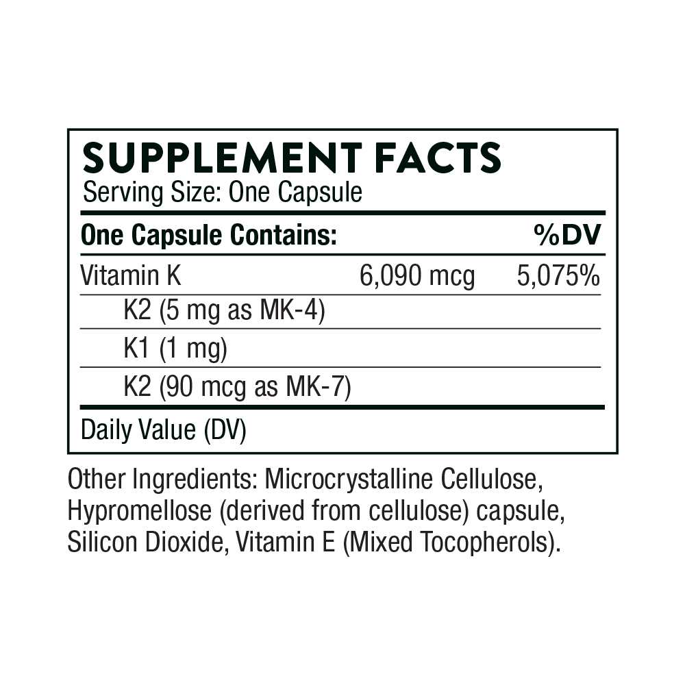 Thorne Vitamin K1 and K2 Dietary Supplement