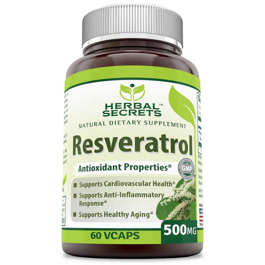 Herbal Secrets Resveratrol 500 Mg 60 Vegetarian Capsules