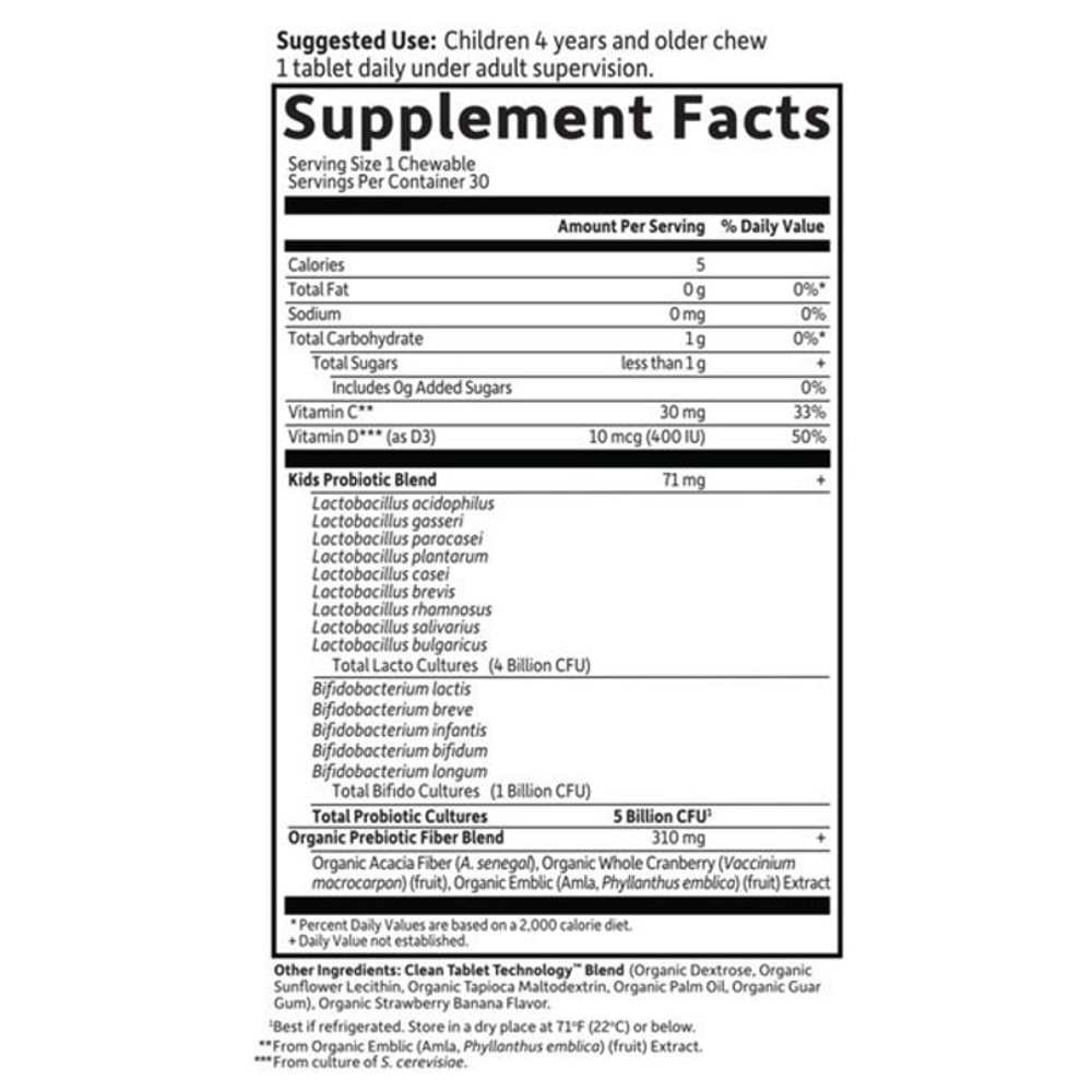 Garden of Life Dr. Formulated Probiotics Organic Kids+ Cooler Strawberry Banana 30 Chewables