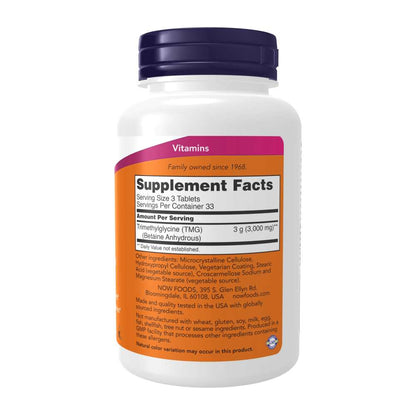 Now Foods Tmg (betaine) 1,000 Mg – Liver & Methylation Support – 100 Tablets