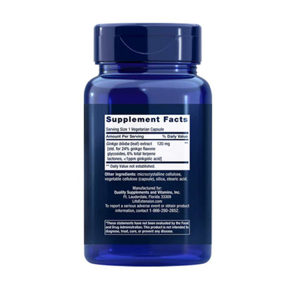 Life Extension Ginkgo Biloba Certified Extract™ 120 Mg – 365 Vegetarian Capsules