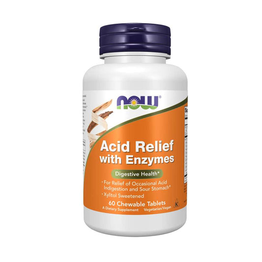 Now Foods Acid Relief with Enzymes – Digestive Health Support – 60 Chewable Tablets