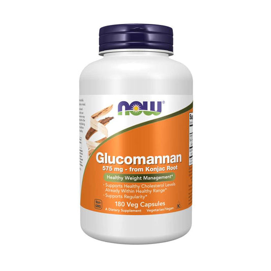 Now Foods Glucomannan 575mg – Konjac Root Capsules for Weight & Cholesterol – 180 Veg Capsules
