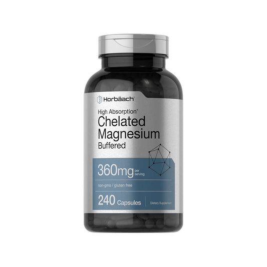 Horbäach Magnesium Chelated 360mg per Serving | 240 Capsules