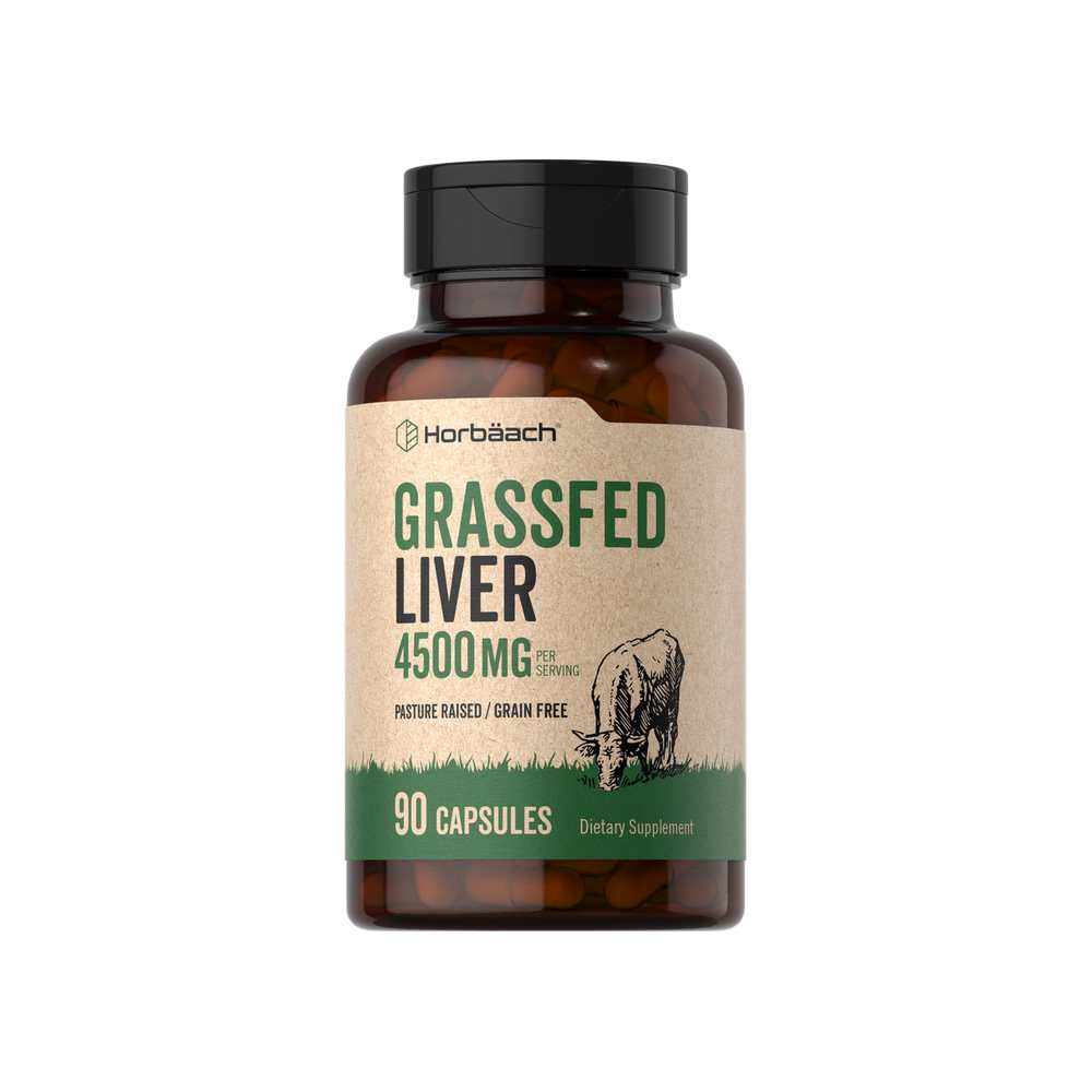 Horbäach Grass Fed Beef Liver 4500mg per Serving | 90 Capsules