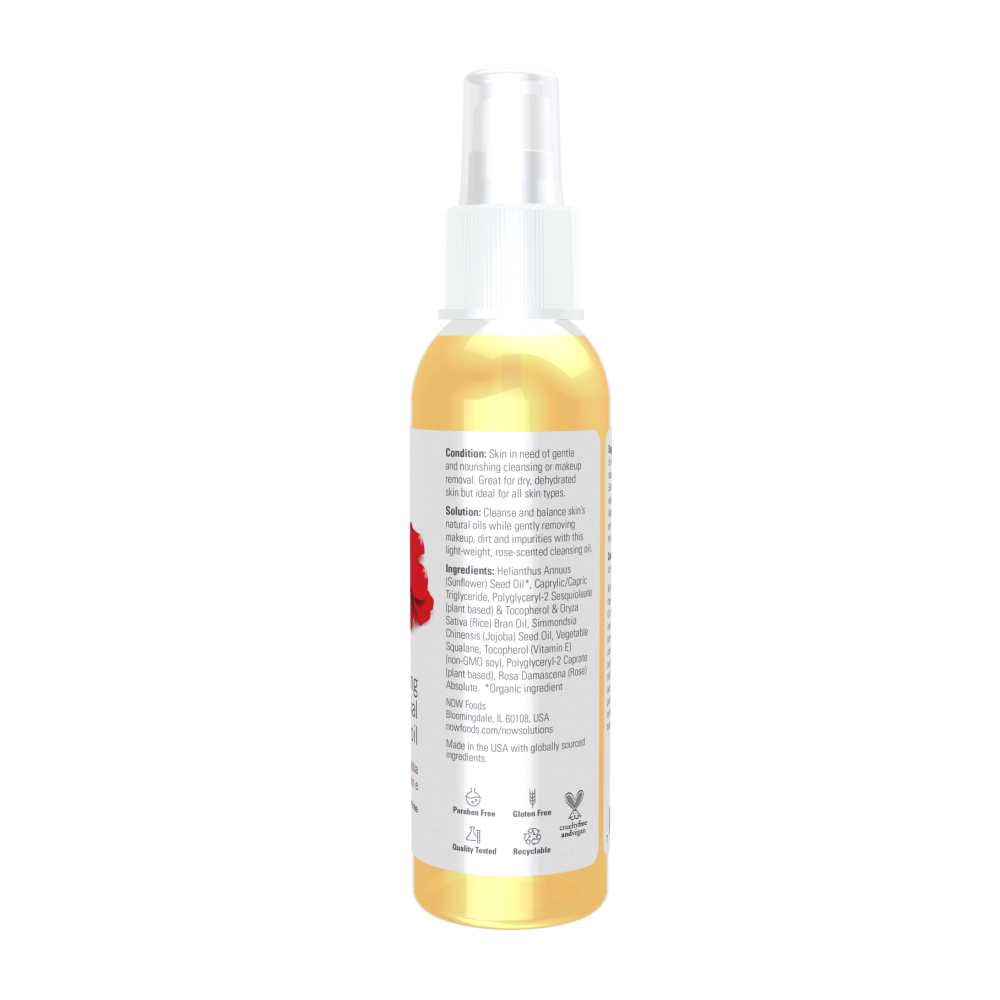 Now Foods Soothing Rose Facial Cleansing Oil – Gentle Botanical Blend with Rose & Argan Oils – Makeup-Removing Face Cleanser – 118 M L