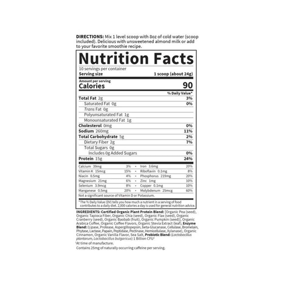 Garden of Life Organic Plant Protein Smooth Coffee 8.6oz (244g) Powder