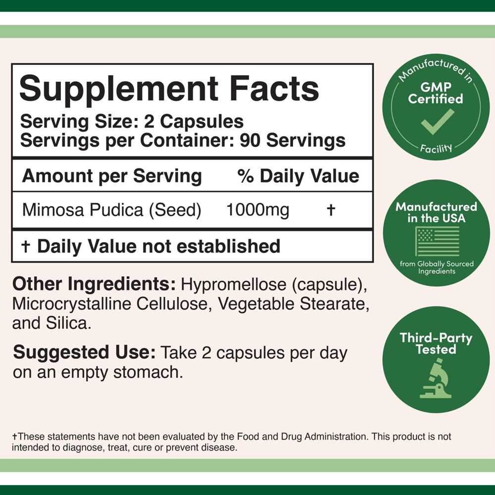 Double Wood Mimosa Pudica Seed – 1000mg – 180 Capsules