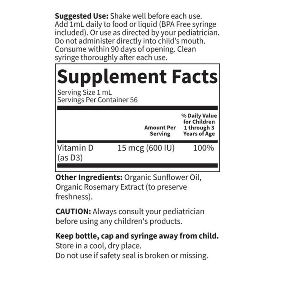 Garden of Life Baby Vitamin D3 1.9 Fl Oz (56ml) Liquid