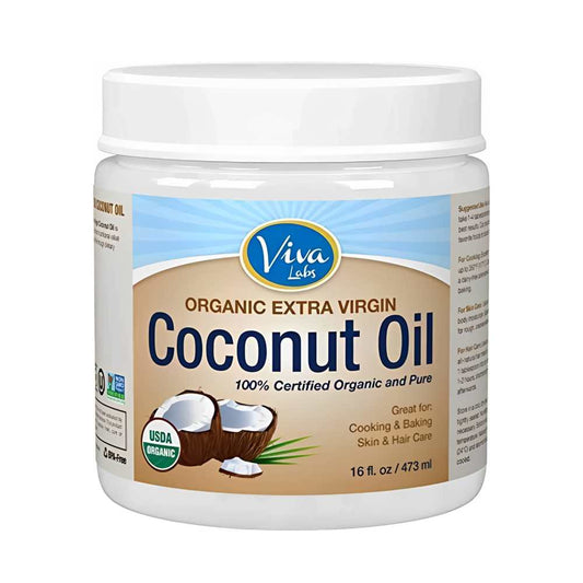 Viva Organic Extra Virgin Coconut Oil – 100% Organic for Cooking, Baking, Skin & Hair Care (16 Fl. Oz / 473 Ml)