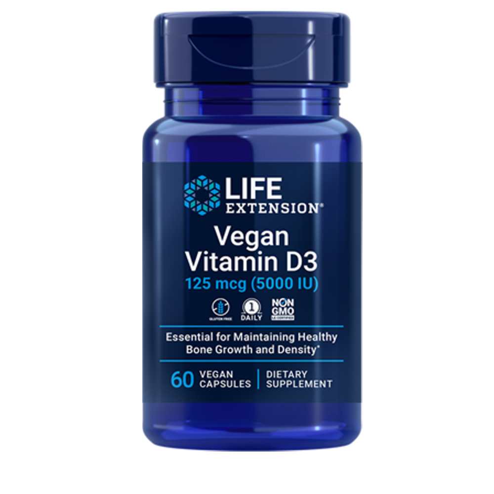 Life Extension Vegan Vitamin D3 125 Mcg (5000 Iu), 60 Vegan Capsules