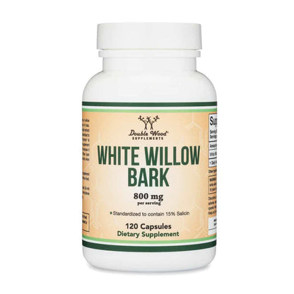 Double Wood White Willow Bark – 800mg Standardized Extract (15% Salicin) | 120 Capsules