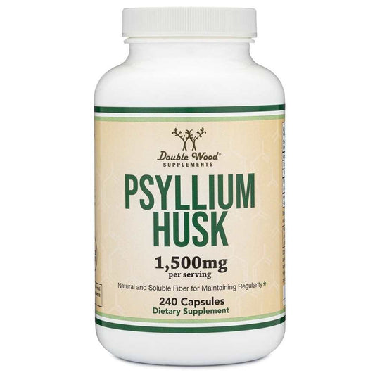Double Wood Psyllium Husk – 1,500mg Fiber Supplement for Digestive Health | 240 Capsules