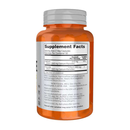Now Sports Pyruvate – Metabolic Support Formula – 100 Veg Capsules