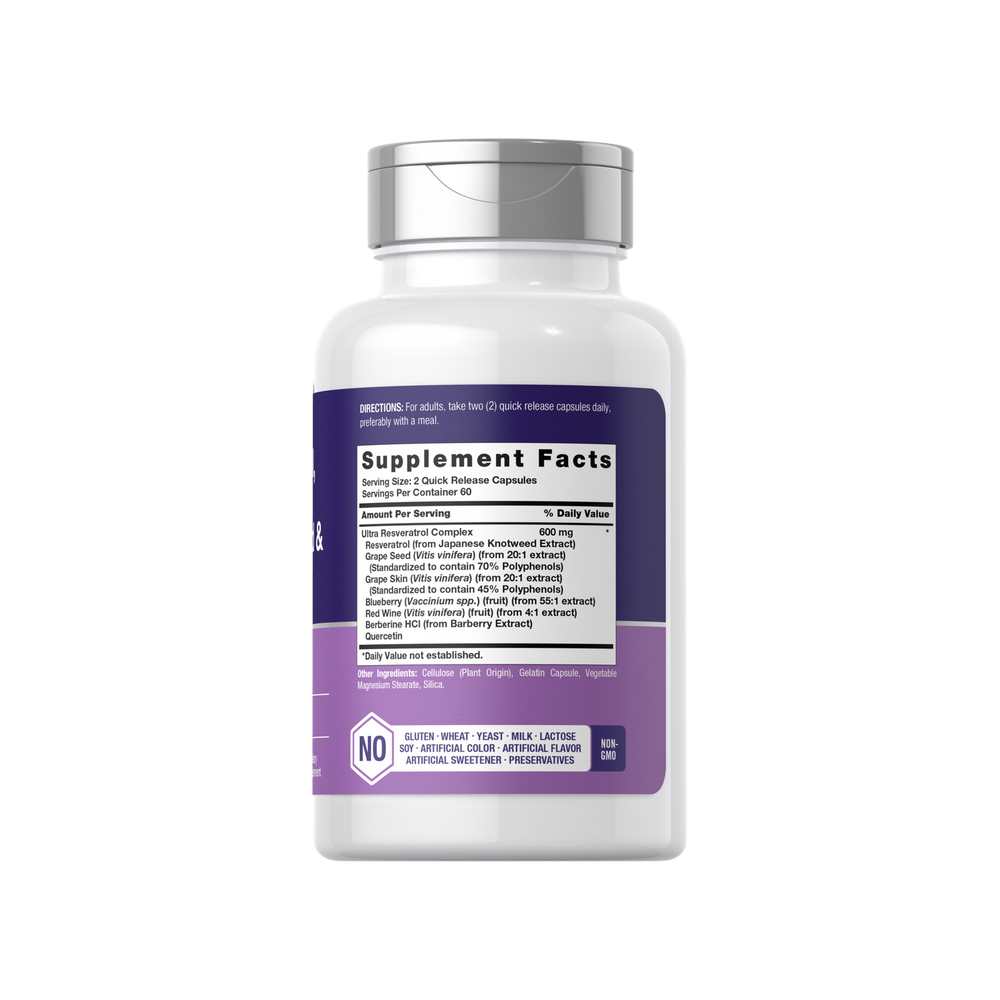 Horbäach Resveratrol Berberine Grape Seed & Quercetin | 120 Capsules