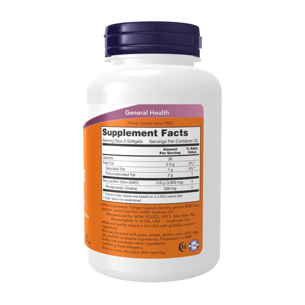 Now Foods Non-Gmo Lecithin – 1200mg Brain & Nerve Function Supplement | 100 Softgels