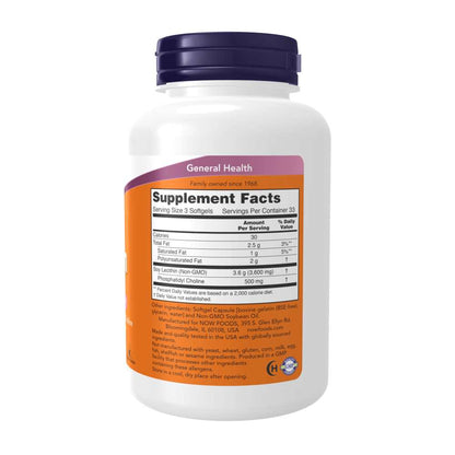 Now Foods Non-Gmo Lecithin – 1200mg Brain & Nerve Function Supplement | 100 Softgels