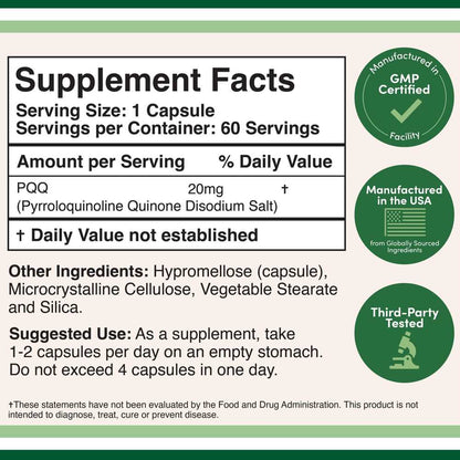 Double Wood Pqq Pyrroloquinoline Quinone – 20 Mg – 60 Veggie Capsules