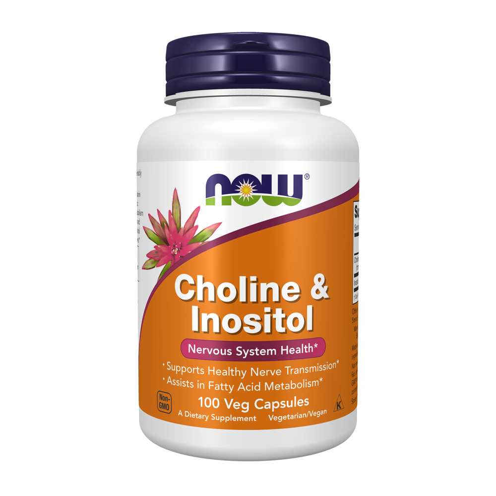 Now Foods Choline & Inositol – Nervous System & Fat Metabolism Support – 100 Veg Capsules