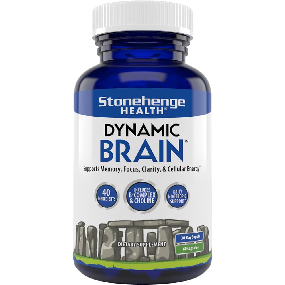 Stonehenge Health Dynamic Brain - Nootropic Supplement with B-Complex, Choline & 40 Ingredients for Memory, Focus & Clarity - 60 Capsules