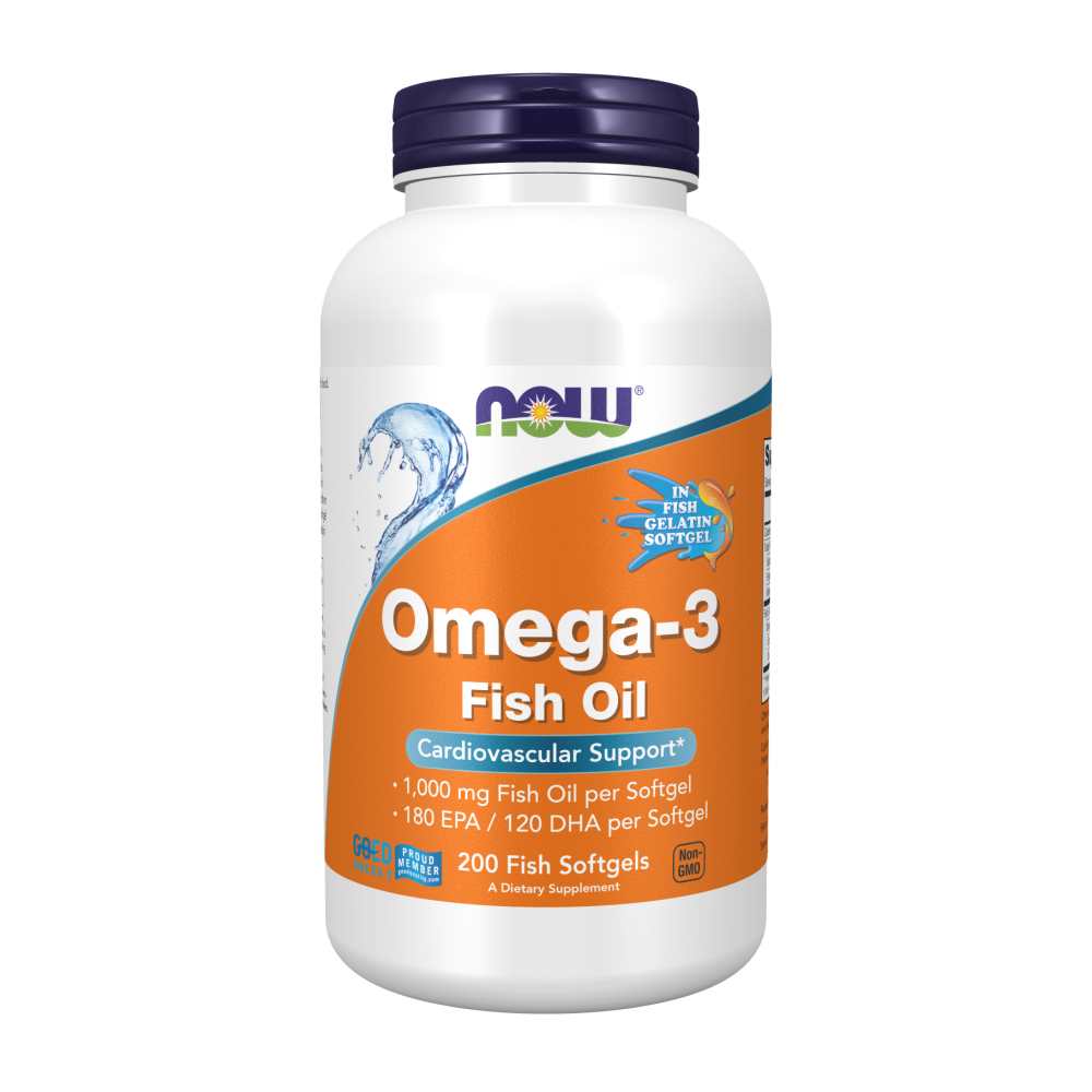 Now Foods Omega-3 Fish Oil 1,000 Mg – 180 Epa / 120 Dha – Cardiovascular & Brain Support – 200 Softgels