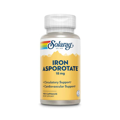 Solaray Iron Asporotate 18mg 100 Caps