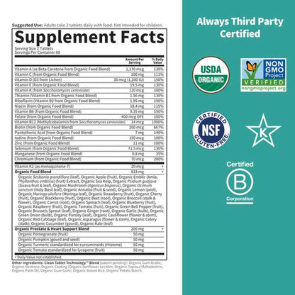 Garden of Life Organics Men's Multi 40+ 120 Tablets