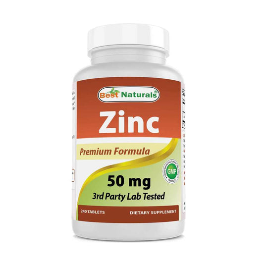 Best Naturals Zinc Supplement as Zinc Gluconate 50mg 240 Tablets