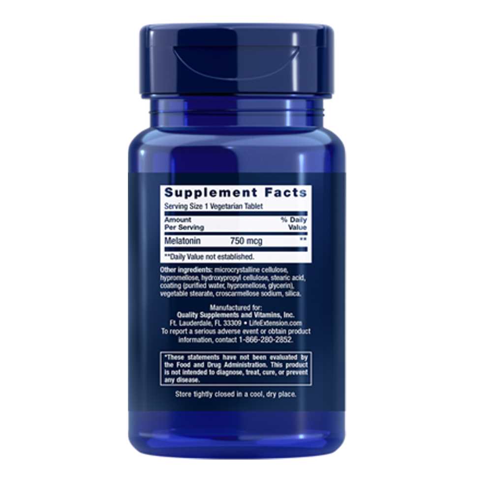 Life Extension Melatonin 6 Hour Timed Release 750 mcg, 60 vegetarian tablets
