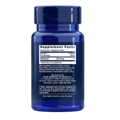 Life Extension Melatonin 6 Hour Timed Release 750 mcg, 60 vegetarian tablets