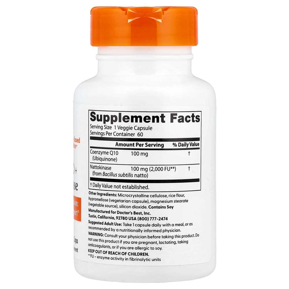 Doctor's Best Co Q10 + Nattokinase, 60 Veggie Caps
