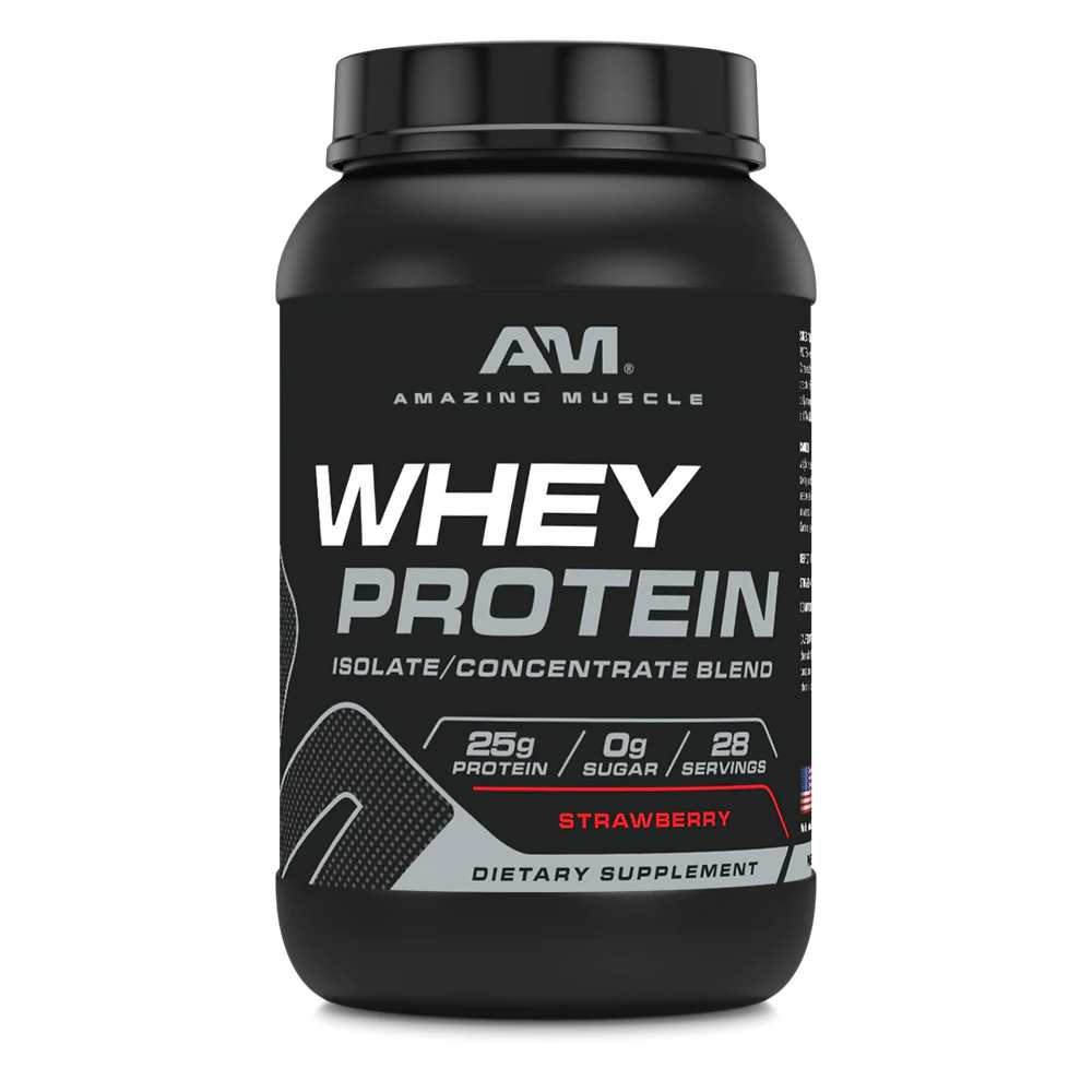Amazing Muscle Whey Protein Isolate & Concentrate Powder Strawberry Flavor
